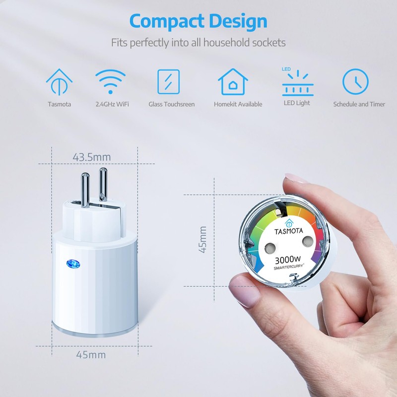 SMARTERCURRY Smart Tasmota Mini Socket | WiFi ESP32 Series Plug