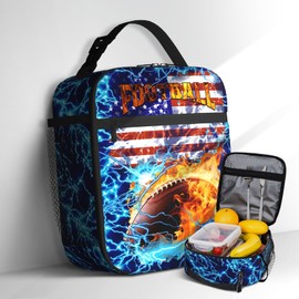 American Football Lunch Bag for Boys Insulated Reusable Football Lunch Box Portable Waterproof Leakproof Footballs Lunch Tote Bag Boy Lunch Box for School Picnic Travel Back to School Gifts