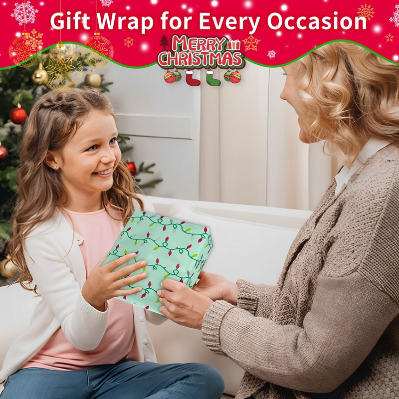 Christmas Wrapping Paper (4 Rolls: 148 sq. ft. ttl) Reindeer,