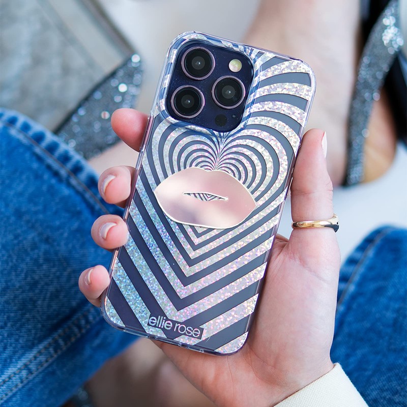 Ellie Rose Mirror Decal for Smartphone, Stick-On Lips Mirror Phone