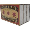 Three Stars Safety Matches, 3 Pack, Strike-On-Box