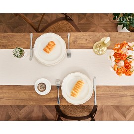 Letjolt Beige Table Runner 72 Inches Long Rustic Table Runner Cotton Runner Plain Table Decor