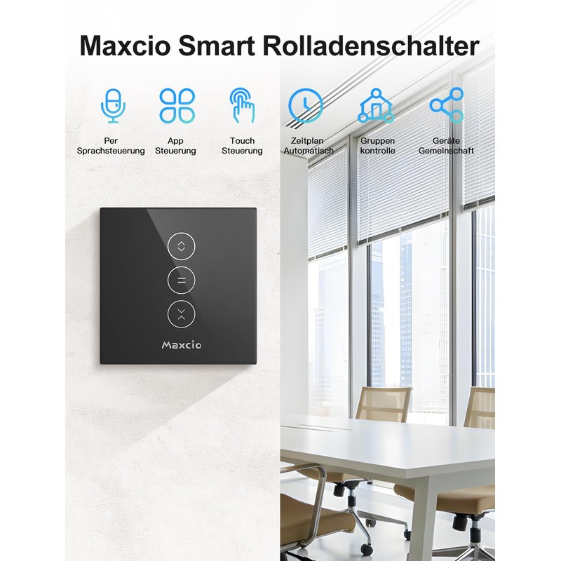 Maxcio WLAN Touch Roller Shutter Switch for Smart Home with