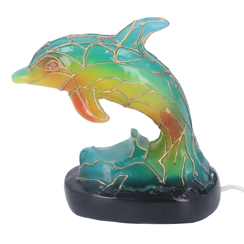 Animal Table Lamp Retro USB Plug in Decorative Resin Dolphin