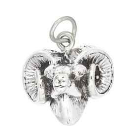 LGU Sterling Silver Oxidized Small 3D Ram Head Charm