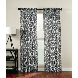 Easy Care Fabrics 257449 Zebra Printed Sheer Voile Rod Pocket 2 Pack Window Covering/Curtain/Drape/Panel/Treatment, 59"x 84"
