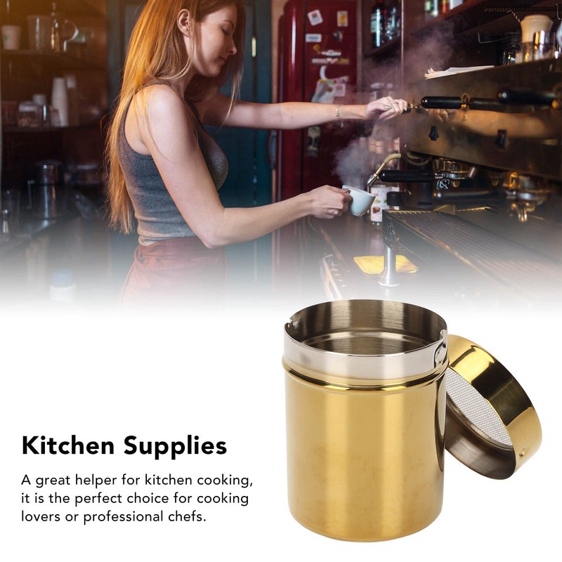 Powder Shaker Stainless Steel Rust Resistance Gold Fine Mesh Powder