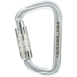 roc'teryx RTF249LK3T Mountain Climbing Carabiner, Steel D, Triple Lock, Silver