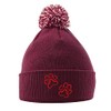 Purple Print House Red Paw Outlines Hat - Bobble Beanie