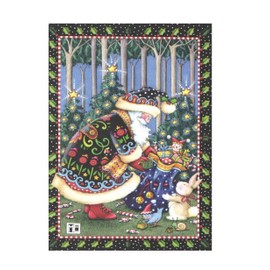 Meggan's Warehouse Mary Engelbreit Christmas Card 9 Pack, Treasures Great and Small, Santa with Bag of Toys (5 Inches x 7 Inches, White Envelopes, 9-1)
