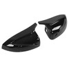 Pair Horned Rearview Side Door Mirror Covers Glossy Black Replacement