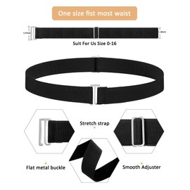 SATINIOR 6 Pcs No Show Invisible Women Flat Belts Buckle Stretch Elastic Belt for Jeans Pants Dresses (Simple Color)
