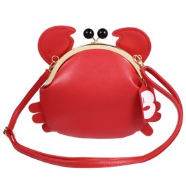 DEARMAMY Crab Handbag Crabs and Shells Shoulder Bag Novelty Purse in Animal Shape Removable Shoulder Bag Messenger Bag for Women and Girls Red, red