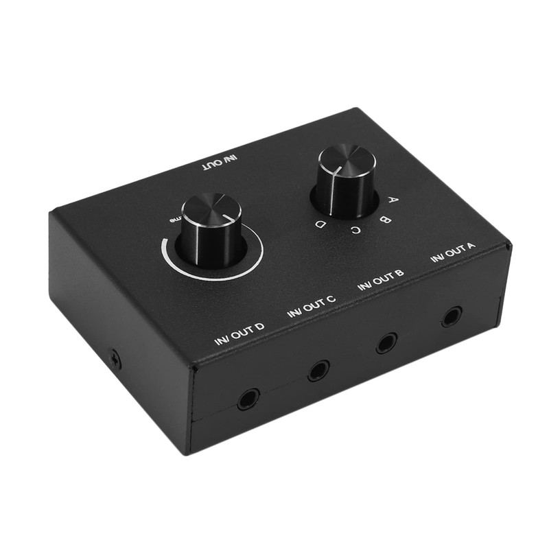 jingfei 4 Port Audio Switch, 3.5mm Audio Switcher, Stereo AUX