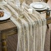 Artoid Mode 6Pcs Beige Gold Gauze Table Runner 120 Inch