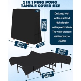Outdoor Ping Pong Table Cover, 600D Waterproof Sunproof Indoor & Outdoor Fits Universal Folding Tables and Flat 9x5 FT Tables Tennis