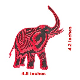 Elephant Black and Red Cartoon Embroidered Iron On Patches Applique Decorative Badge Costume Clothing