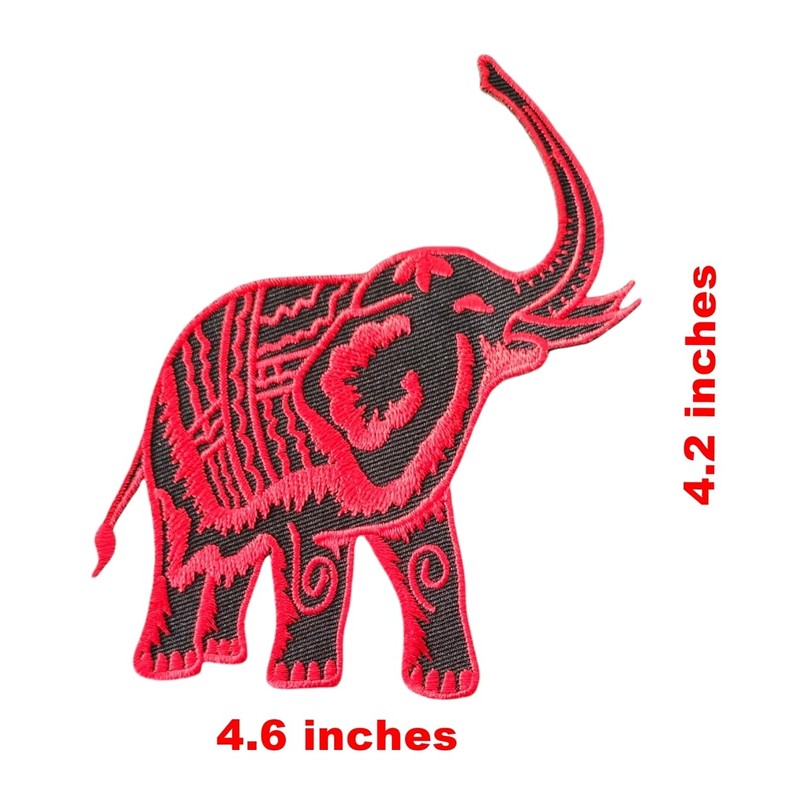 Elephant Black and Red Cartoon Embroidered Iron On Patches Applique