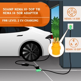 Kanayu 3 Prong Stove Adapter Compatible with NEMA 10-50p to 14-50r Adapter 3 Prong Male Plug to 4 Female Receptacle 50amp Ev Charger Generator Welder Power Cord Connector (Yellow)