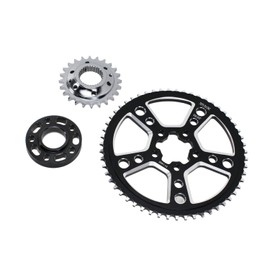 POWERJAMES Black CNC Cut Solid 55 Tooth 530 Chain Drive Conversion Kit Front Rear Sprocket Pulley Spacer for Harley Davidson 6 Speed 2018-2023 M8 Softail