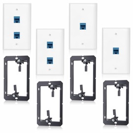 Ethernet Wall Plate with Mounting Bracket, 2Pcs 1-Port & 2Pcs 2-Port Cover