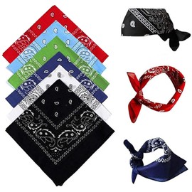OFKP Sports Square Bandana, 6 Packs Head Scarf, Hair Neckerchief, Cycling Cowboy Scarf, Paisley Bandana, Unisex