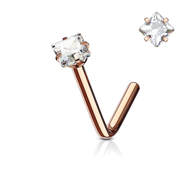 Amelia Fashion 18 Gauge Nose Stud Ring L Bend SQUARE
