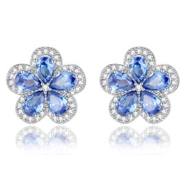 Myrnaist Flowers for Women Girls Hypoallergenic Flower Stud Earrings with CZ Flowers Cute Jewellery Gifts for Mum and Wife, Stainless Steel, Zircon