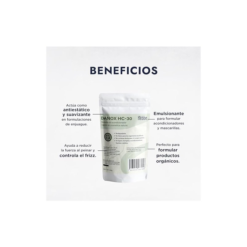 Hebbe - Danox HC-30, Emulsionante y Acondicionador Natural para Cosméticos,