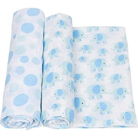 MiracleWare Elephants Muslin Swaddle, 2 Pack