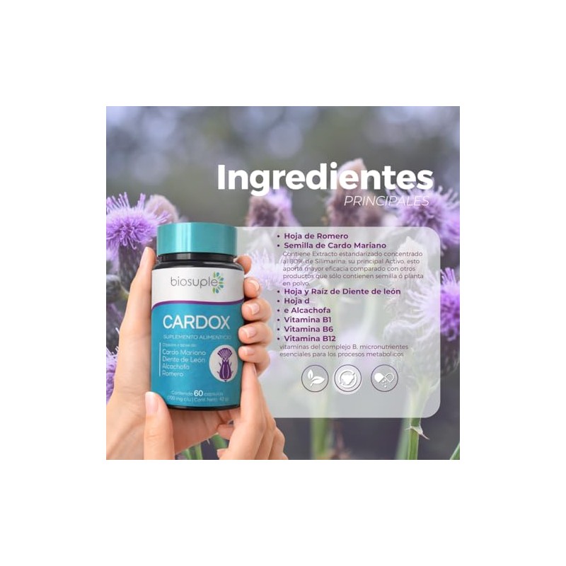 Biosuple Cardo Mariano Alcachofa Complejo Herbal Extractos Naturales Suplemento Alimenticio