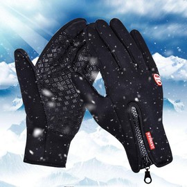 Winter Gloves Touch Screen Windproof Gloves are Warm and Adjustable.Suitable for Outdoor Running, Cycling, Fishing, Skiing and Other Sports and Work Warm Gloves.(Black, Large)