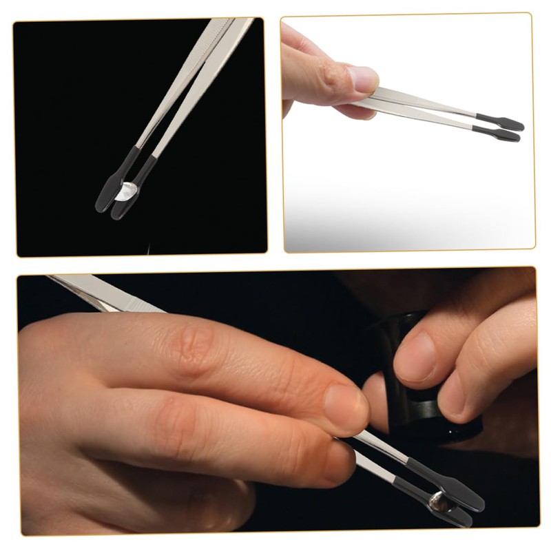 Baluue 5pcs Stainless Steel Tweezers for Stamp Collecting Handling and