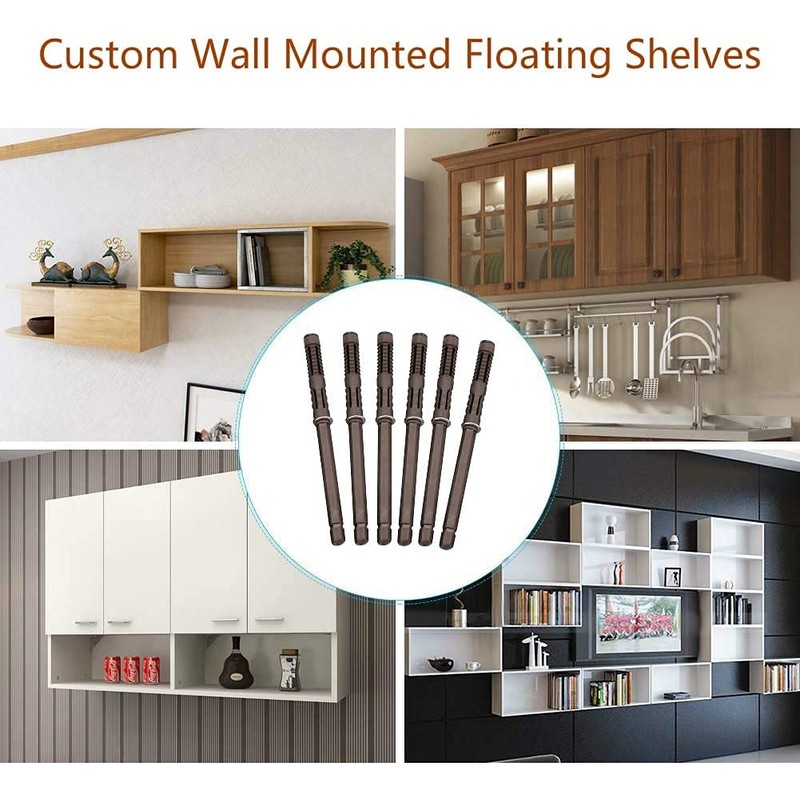 6PCS Premium Concealed Floating Shelf Brackets, Heavy Duty Invisible Supports