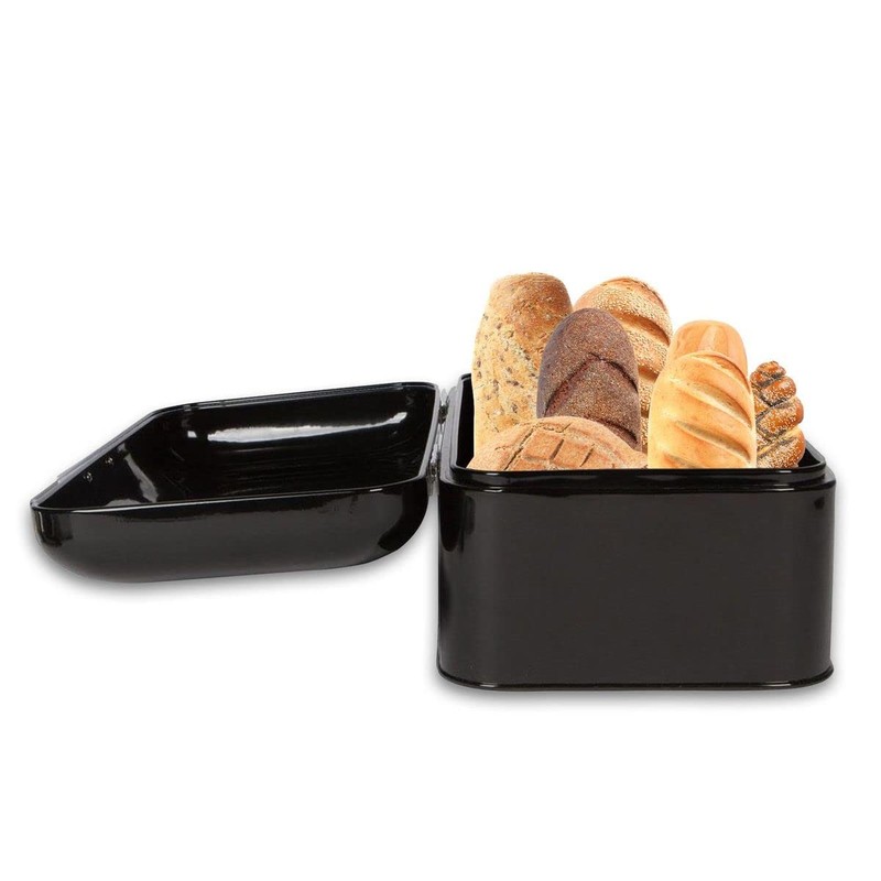 Culinary Couture Extra Large Black Bread Box for Kitchen Countertop