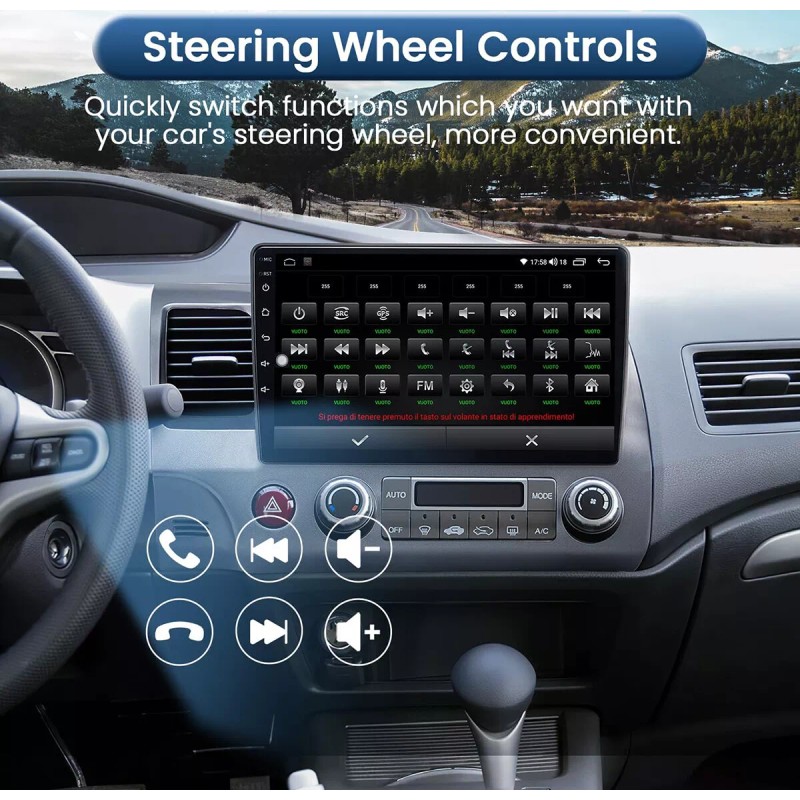 Jingelsye For Honda Civic 2006-2011 Apple CarPlay Android 12 Car
