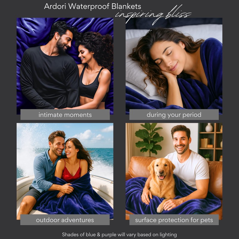Waterproof Blanket King Size (Indigo, 82x82") Absorbent, Leakproof Fleece Protector