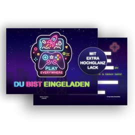 Edition Colibri 10 Invitation Cards Children's Birthday Gaming, Gamer Party Invitation, Video Games, Game Controller, Game Evening, Invitation for Birthday