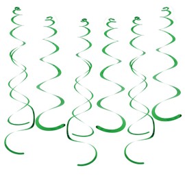 30 PCS Party Swirl Decorations Green Shinny Foil Hanging Swirl Decorations with Double-Swirls and Single-Swirls Plastic Streamer for Ceiling Plastic Metallic Streamer for Party Decorations