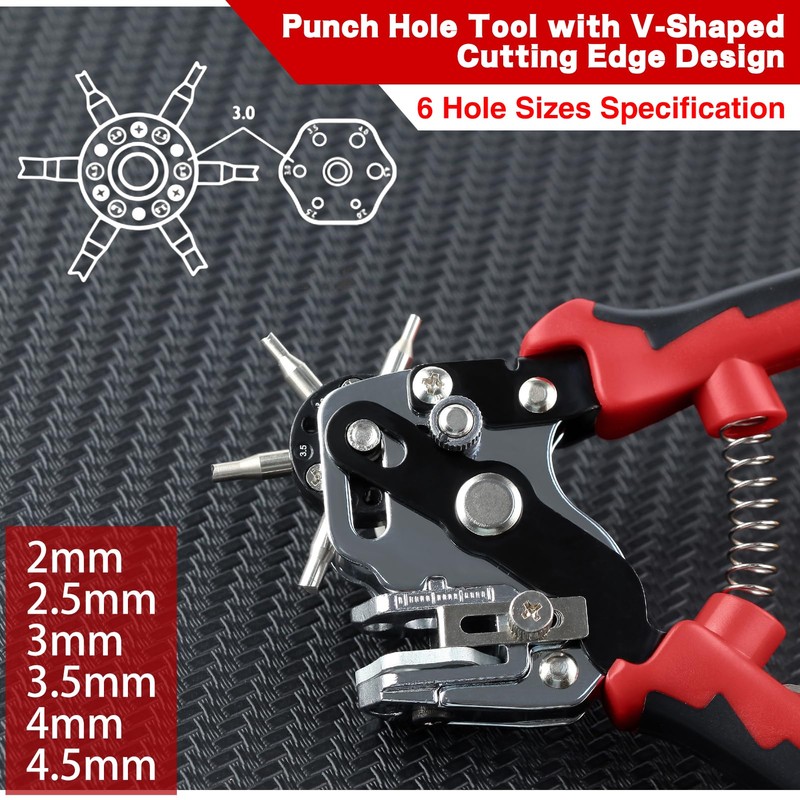 SPEEDWOX Leather Hole Punch Tool Multifunction Hole Puncher 6 Size