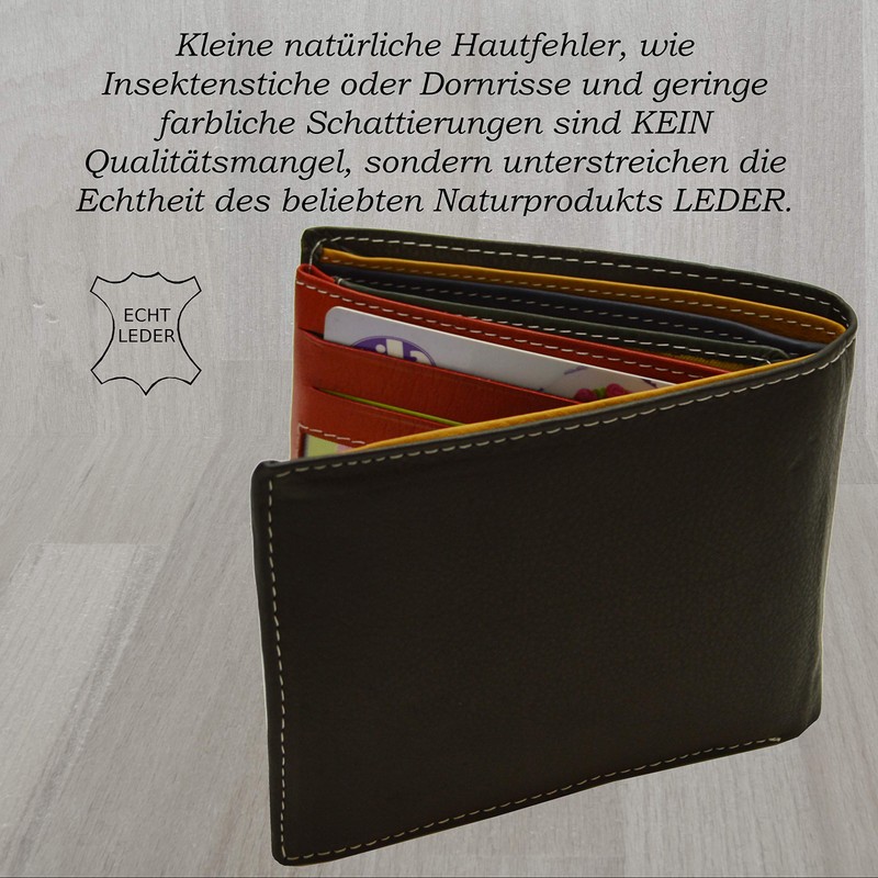 flevado Men's Wallet Multi Colours Genuine Leather Wallet Landscape Format,