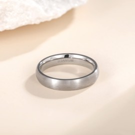 TIGRADE 4mm 6mm 8mm Titanium Ring Brushed Dome Wedding Band Comfort Fit for Man Women, Silver 4MM, Size 8.5