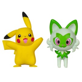 Pokémon PKW3358 - Battle Figure Pack - Pikachu & Felori, offizielle detaillierte Figuren, je 5 cm