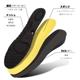[Kozzim] Secret Insole, Arch Support, Insole, Shock Absorption, Height Up, 4 Sizes to Choose from [0.7 / 1.2 / 1.6 / 1.6 / 2.0 inches (2 / 3 / 4 / 5 cm) / 1.2 inches (3 cm), black)