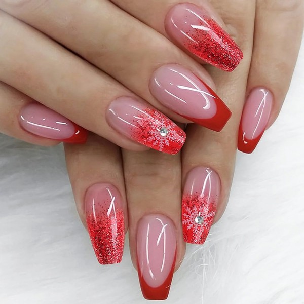 Press on Nails Medium Coffin Square French Tip Simple with