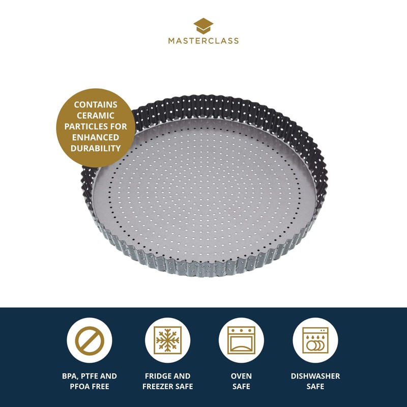 MasterClass Crusty Bake 30 cm Perforated Quiche Tin with PFOA