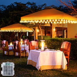 Hohean 2 Pack Canopy Tent Lights, 40ft 80LEDs Canopy Lights Outdoor Battery Powered with 8 Modes, Bright Camping Canopy String Lights for 10'x 10' Pop Up Canopy Tent, Suitable for Tailgate Party
