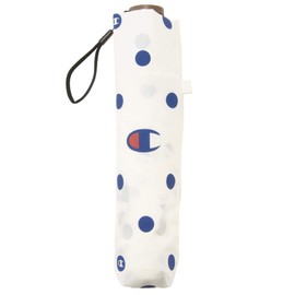 Champion CHL14MN55 Women's Mini Folding Umbrella, 21.7 inches (55 cm) x 5R, Women's Windproof Polka Dot Pattern, Off-White