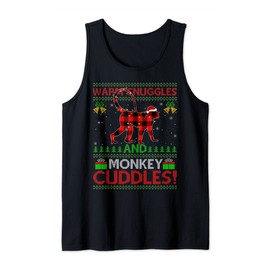 Warm Snuggles And Monkey Cuddles Ugly Monkey Christmas Tank Top