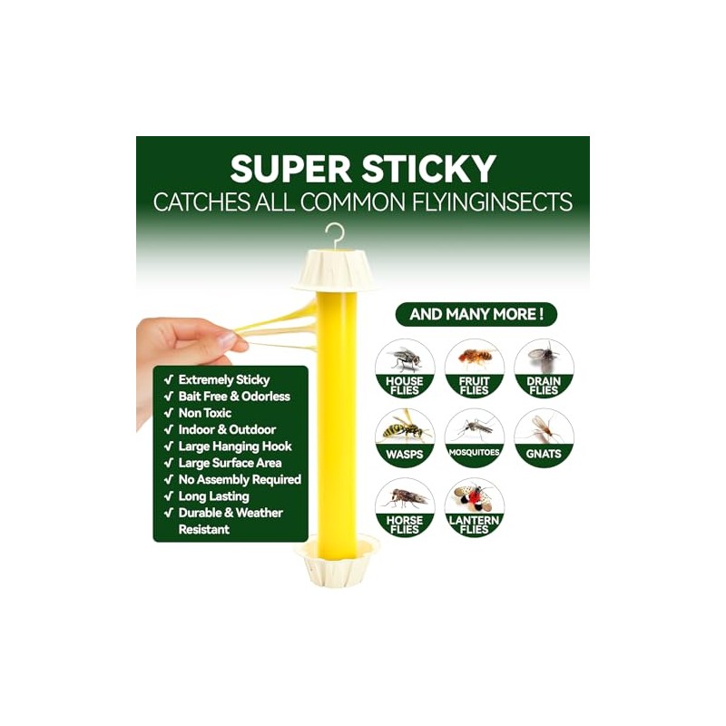 Gideal 2-Pack Yellow Sticky Fly Traps Pest Control for Indoor/Outdoor